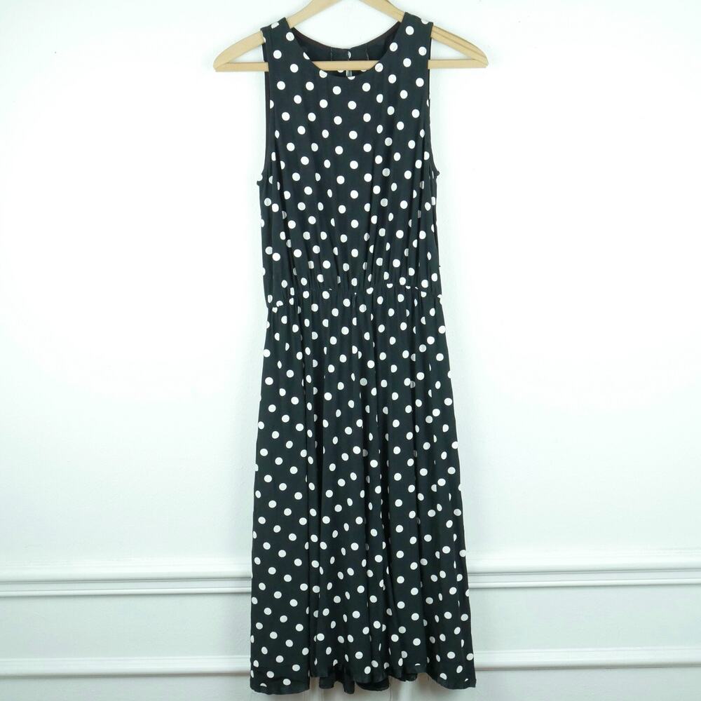 Vintage Small Dress Polka Dot Fit Flare 90s Retro Rockabilly Preppy Midi Punk